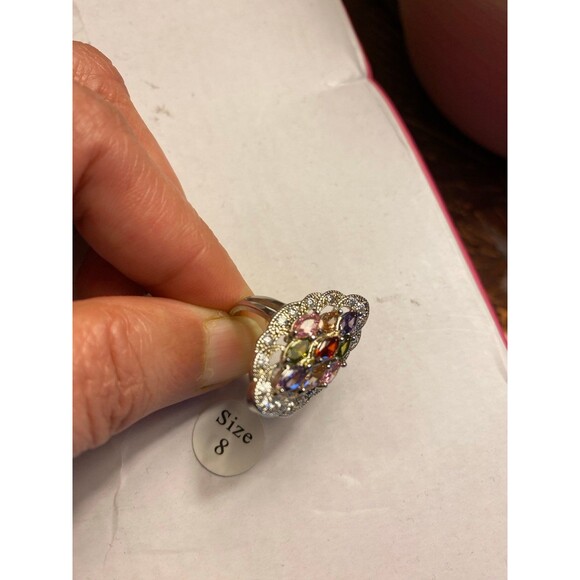 NWT Exquisite Multicolor cubic zirconia divert ring size 8 - Picture 9 of 10